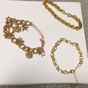 3 gold chain bracelets